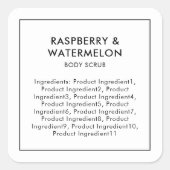 Minimale moderne lijst met ingrediënten vierkante sticker (Voorkant)