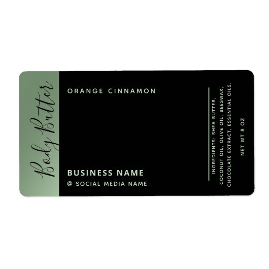 Minimale moderne luxetypografie zwart groen etiket (Voorkant)