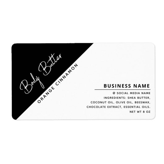 Minimale moderne luxetypografie zwart-wit etiket (Voorkant)