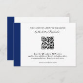 Minimale moderne marine blauwe QR code elegante br RSVP Kaartje (Voorkant / Achterkant)