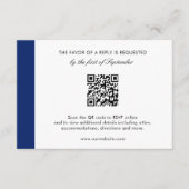 Minimale moderne marine blauwe QR code elegante br RSVP Kaartje (Voorkant)