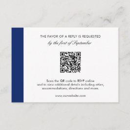 Minimale moderne marine blauwe QR code elegante br RSVP Kaartje
