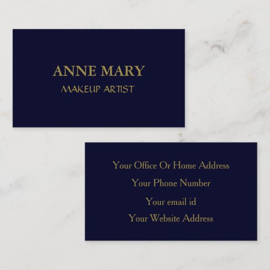 Minimale moderne marineblauw goudmakreel visitekaartje (Voorkant / Achterkant)