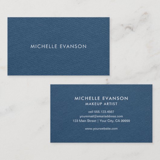 Minimale moderne marineblauw visitekaartje (Voorkant / Achterkant)