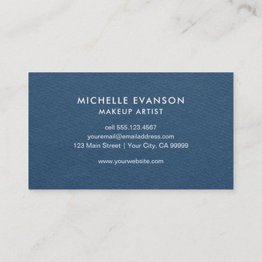 Minimale moderne marineblauw visitekaartje (Achterkant)