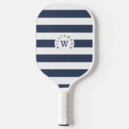 Minimale moderne marinestripe - aangepast monogram pickleball paddle (Achterkant)