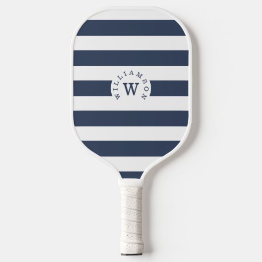 Minimale moderne marinestripe - aangepast monogram pickleball paddle (Voorkant)