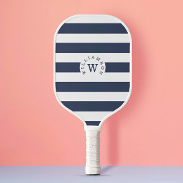 Minimale moderne marinestripe - aangepast monogram pickleball paddle