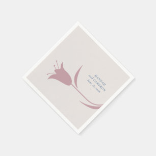 Minimale Moderne Mauve Bloemen Bruiloft Servet