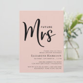 Minimale moderne mevrouw Blush Pink Vrijgezellenfe Kaart (Staand voorkant)