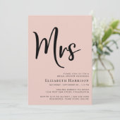 Minimale moderne mevrouw Blush Pink Vrijgezellenfe Kaart (Staand voorkant)