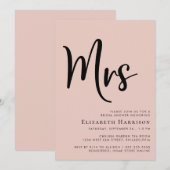 Minimale moderne mevrouw Blush Pink Vrijgezellenfe Kaart (Voorkant / Achterkant)