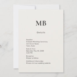 Minimale moderne micro-huwelijksdetails kaart