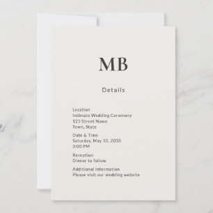 Minimale moderne micro-huwelijksdetails kaart