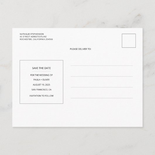 Minimale Moderne Mini Kalender Bewaar de Datum Fot Aankondigingskaart (Achterkant)