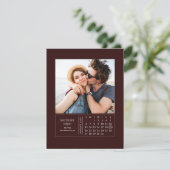 Minimale moderne minikalender waarop de datum-foto save the date (Staand voorkant)