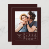 Minimale moderne minikalender waarop de datum-foto save the date (Voorkant / Achterkant)