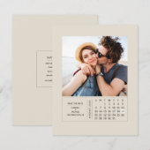 Minimale moderne minikalender waarop de datum-foto save the date (Voorkant / Achterkant)