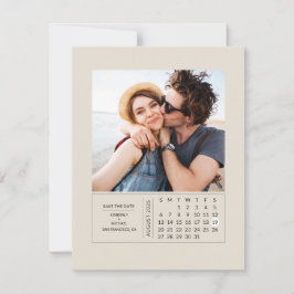 Minimale moderne minikalender waarop de datum-foto save the date