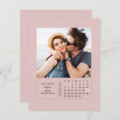 Minimale moderne minikalender waarop de datum-foto save the date (Voorkant / Achterkant)