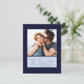 Minimale moderne minikalender waarop de datum-foto save the date (Staand voorkant)