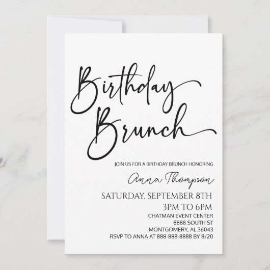 Minimale Moderne Minimalistische Verjaardag Brunch Kaart (Voorkant)