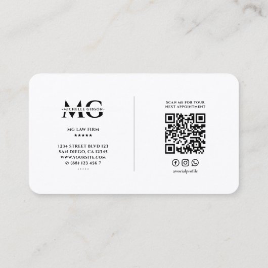 Minimale moderne mobiele notaris openbaar elegant visitekaartje (Achterkant)