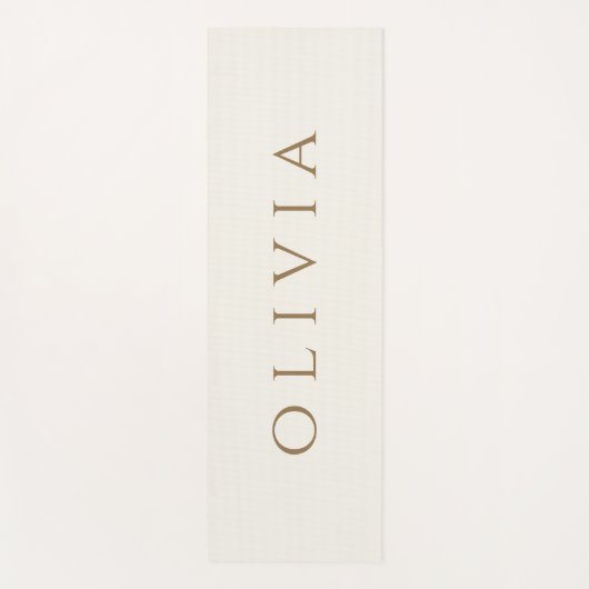 Minimale moderne, moderne Ivory Cream Gold Name Yogamat (Voorkant)