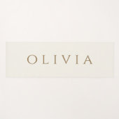 Minimale moderne, moderne Ivory Cream Gold Name Yogamat (Voorkant (horizontaal))