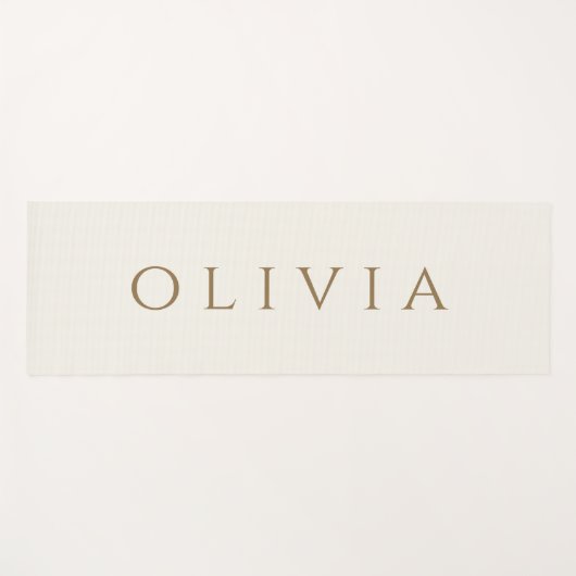 Minimale moderne, moderne Ivory Cream Gold Name Yogamat (Voorkant (horizontaal))