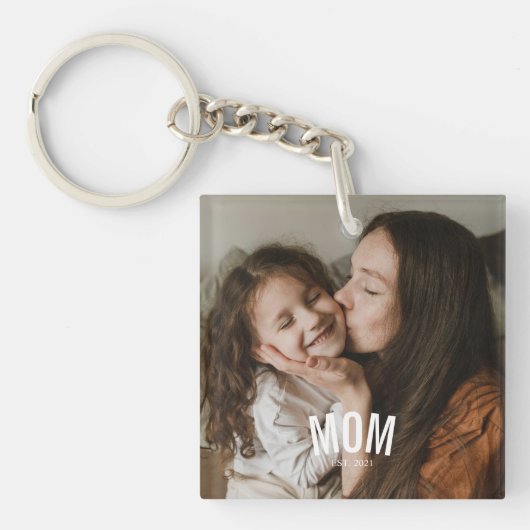 Minimale moderne moeder gevestigde foto sleutelhanger (Voorkant)