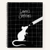 Minimale moderne monochromatische zwart witte rat notitieboek (Voorkant)