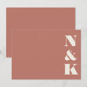 Minimale moderne monogram aardse terracotta bruilo notitiekaartje (Voorkant / Achterkant)