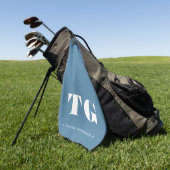 Minimale Moderne Monogram Blauwe Naam Sterren Golfhanddoek (Groen)