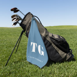 Minimale Moderne Monogram Blauwe Naam Sterren Golfhanddoek