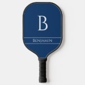 Minimale moderne monogram en naam in Navy Blue, wi Pickleball Paddle (Voorkant)