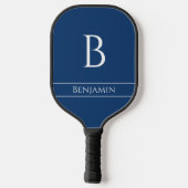 Minimale moderne monogram en naam in Navy Blue, wi Pickleball Paddle (Achterkant)
