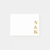 Minimale Moderne Monogram Geel en Witte Douane Post-it® Notes (Voorkant)