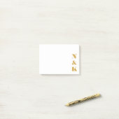 Minimale Moderne Monogram Geel en Witte Douane Post-it® Notes (Op bureau)