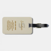 Minimale moderne monogram naam gehaakte banaan bagagelabel (Achterkant horizontaal)