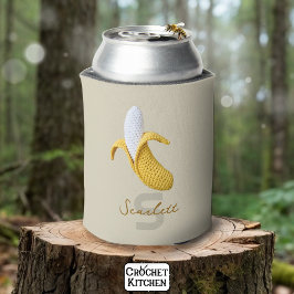 Minimale moderne monogram naam gehaakte banaan blikjeskoeler