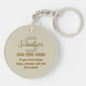 Minimale moderne monogram naam gehaakte banaan sleutelhanger (Achterkant)