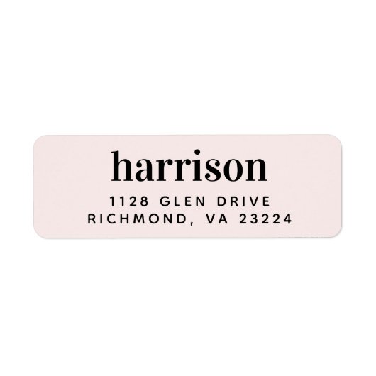 Minimale moderne monogram roze retouradres etiket (Voorkant)