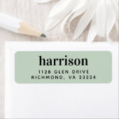 Minimale moderne monogram Sage Green Retour Adres Etiket (Insitu)