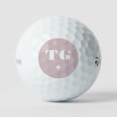 Minimale moderne monogram zwarte roze naamsterren golfballen (Voorkant)