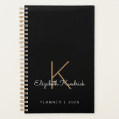 Minimale moderne monogrammen zwart planner (Voorkant)