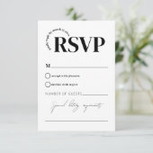 Minimale Moderne Monohrom Eenvoudige Bruiloft RSVP Kaartje (Staand voorkant)