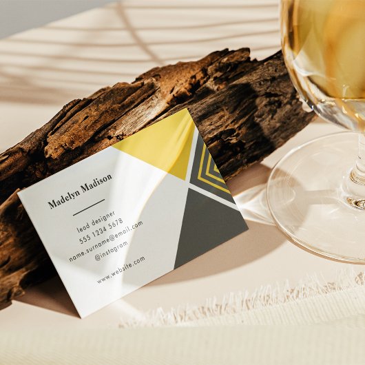 Minimale moderne mosterdgeel diagonaal visitekaartje