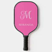 Minimale moderne naam en monogram, roze of kleur pickleball paddle (Achterkant)