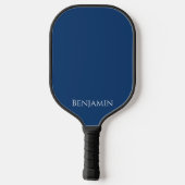 Minimale moderne naam in Navy Blue en White Pickleball Paddle (Achterkant)